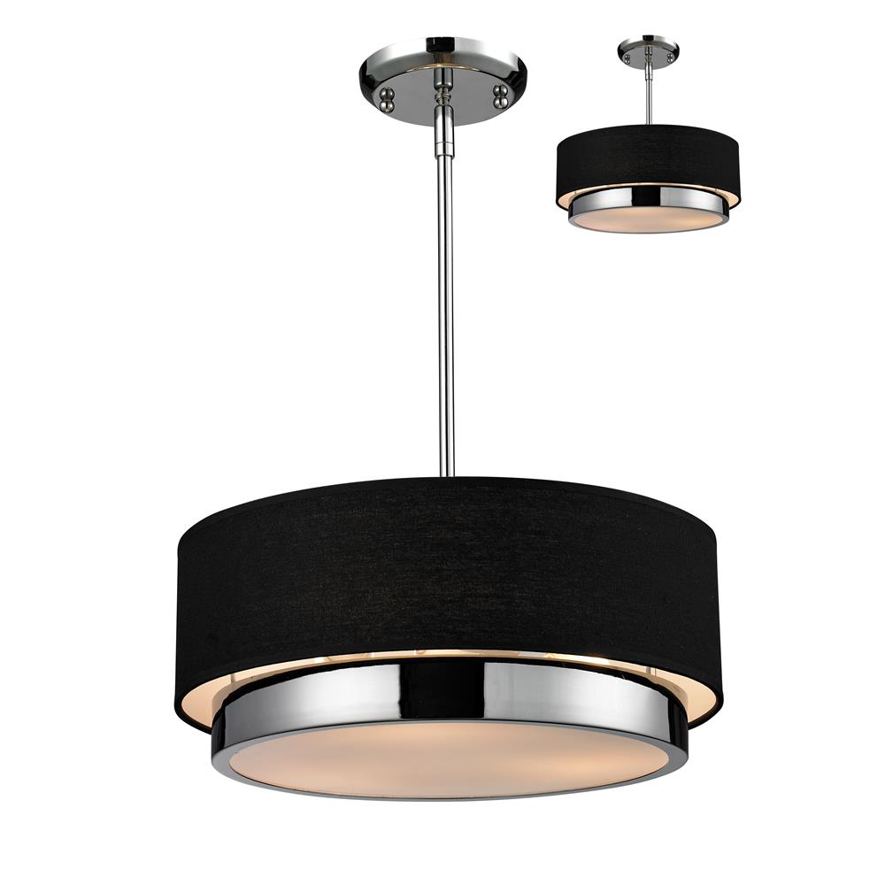 Z-Lite 187-16 3 Light Chandelier in Chrome with a black Shade